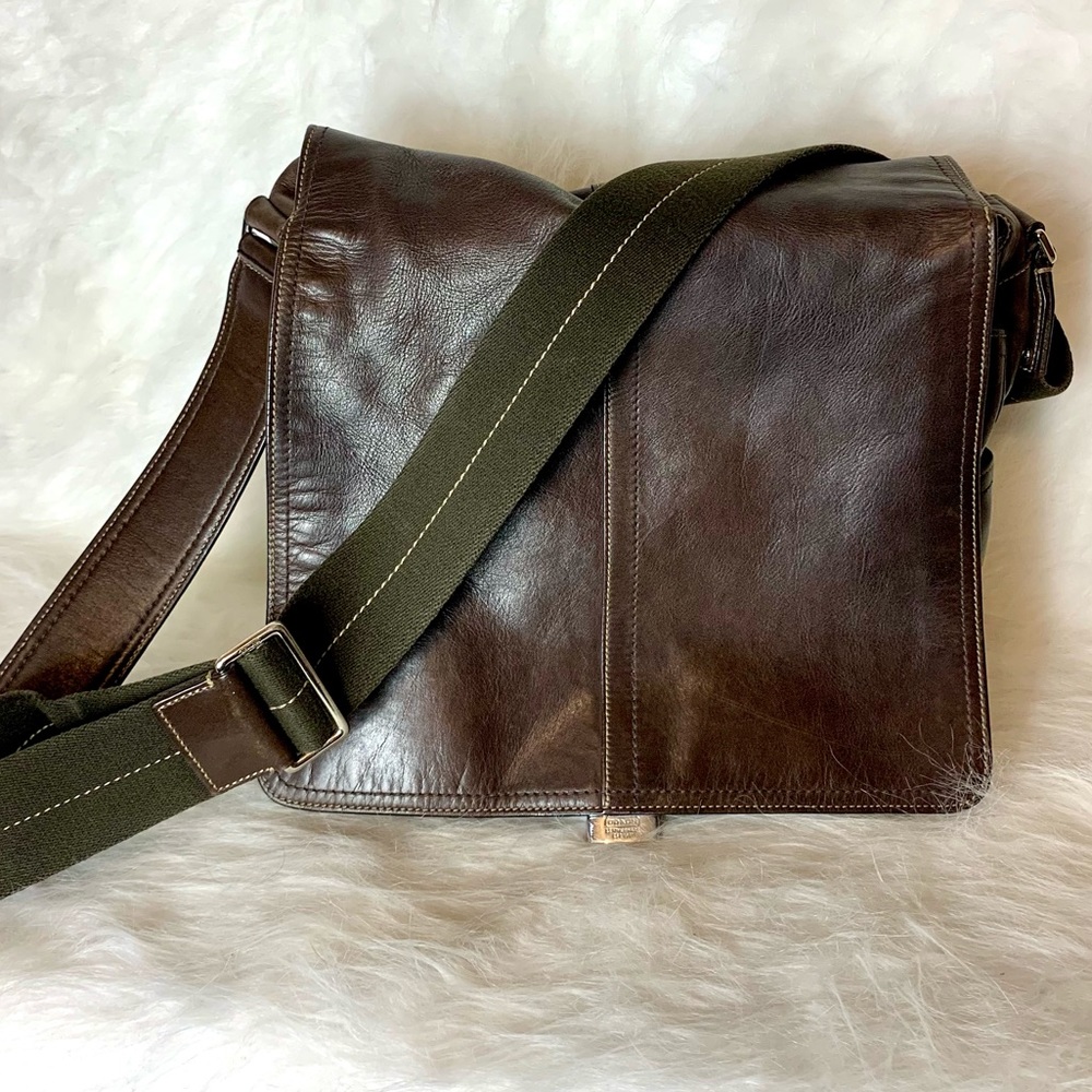 Coach brown leather messenger bag